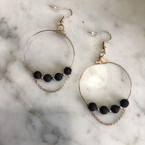 Lava Rock & Gold Hoop Diffuser Earrings